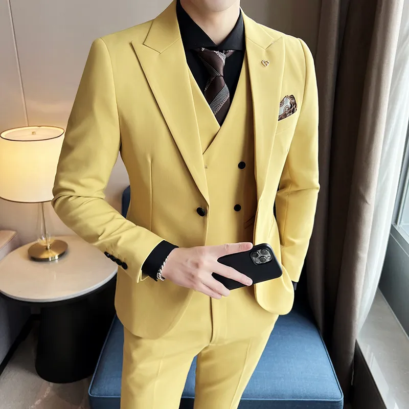 Formal Men's One Button Suit Jacket Single Breasted Vest - Temu