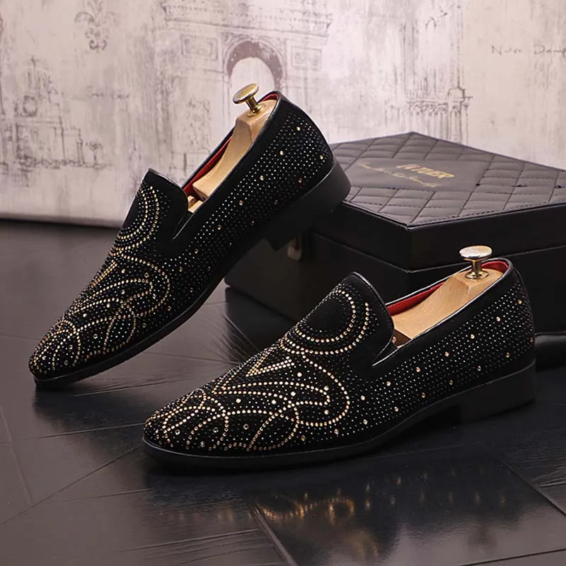 Projektant mody buty ślubne dla mężczyzn Rhinestone Flat Man Sukienka