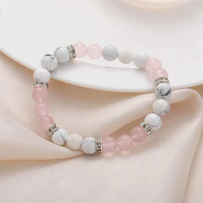 Strand Handmade Pendant Bracelet Natural Pink Quartz Crystal Beads Charm Women Romantic Healing Reiki Health Jewelry
