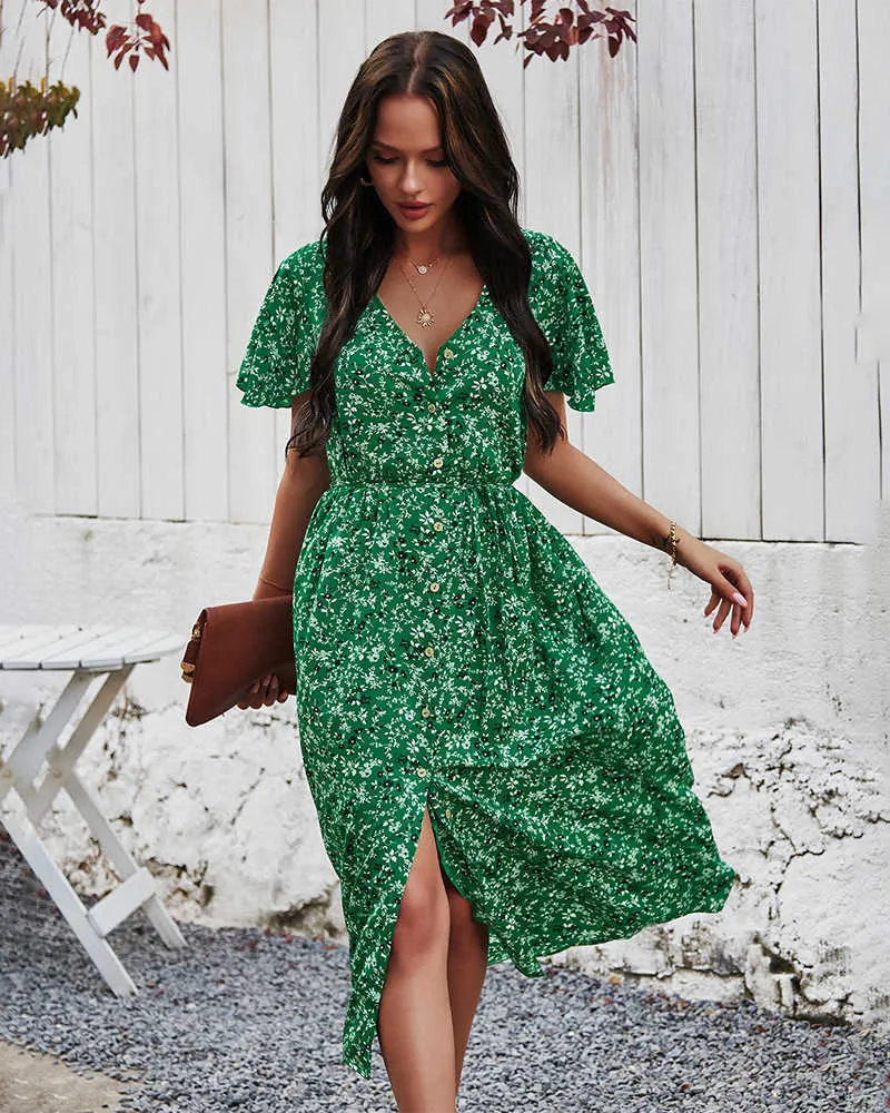 Casual Viscose Floral Print Maxi Dress for Women with Empire Waist and  Short Cap Sleeves from Dhgate Basic & Casual Dresses - price 37.67