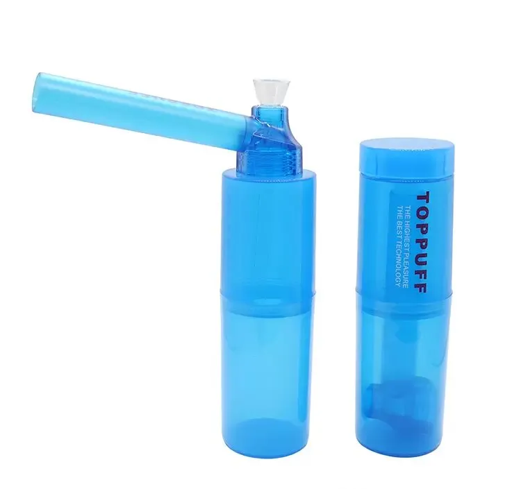 Portable Top Puff Toppuff Water Pipe Plastic Traveling Dry Herb Bong Pipe Kit Suite Tobacco Holder Shisha Hookah