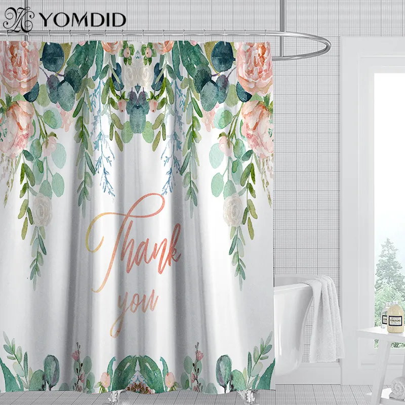 Rideaux de douche Rideau de douche nordique motif végétal rideaux écran de bain Polyester résistant à la moisissure pour la maison salle de bain décor imprimer rideau de douche 230322