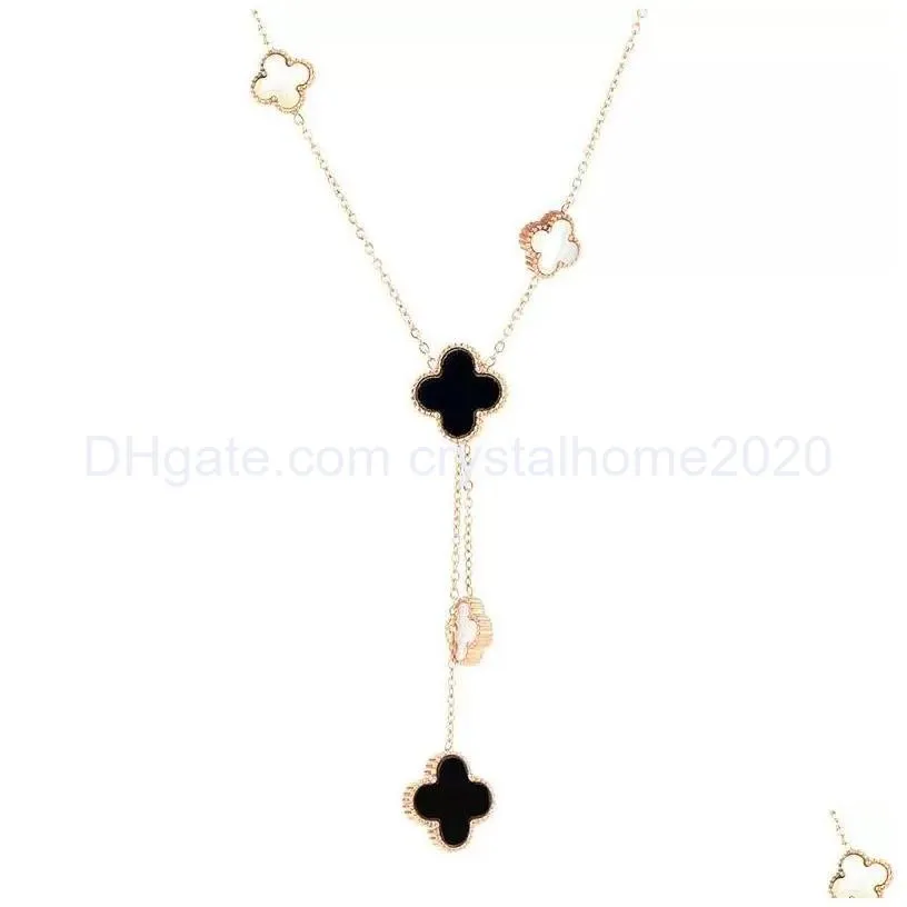 double side clover pendant necklace handmade luxury jewelry for women gift