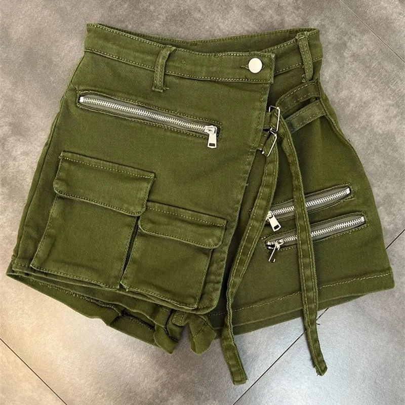 Юбки Deat Fashion Trend Cargo Pocket Design Джинсовая юбка для женщин Свободный отдых с высокой талией мини -женщина 2023 весна 11p03062 230321