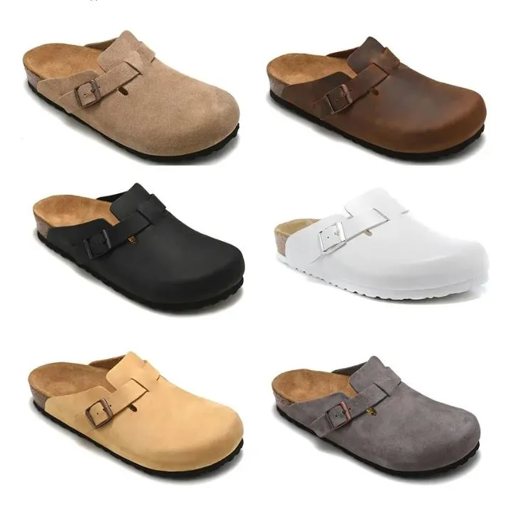 Terlik Boston Clog Slipper Fashion Klasik Kış Tasarımcısı Sandals Bston Boston Clog Board Şekiş kaydırıcı deri çanta kafa çekme mantar erkek ve kadın soafers