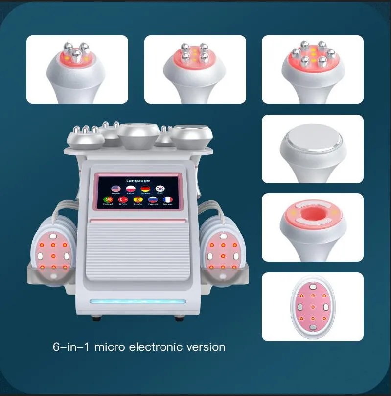 New 6 in 1 slimming Vacuum Ultrasonic 80K Cavitation Radio Frequency RF Massager Body Slimming Machine Weight Loss beauty machine