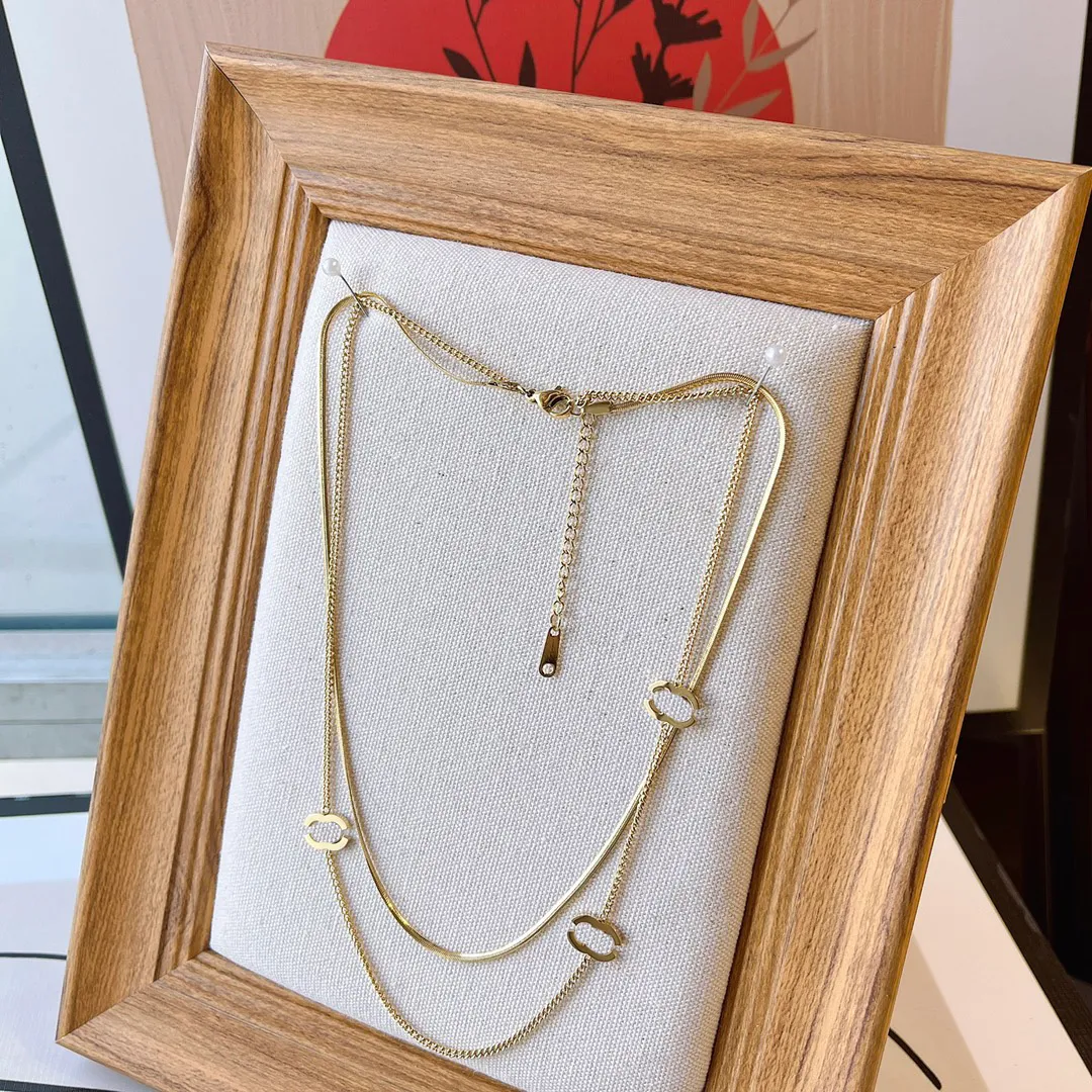 Luxe Designer Dubbellaags Ketting Slangenketting voor Vrouwen Zwarte Choker Vergulde Kwaliteit Roestvrij Stalen Letter Sieraden