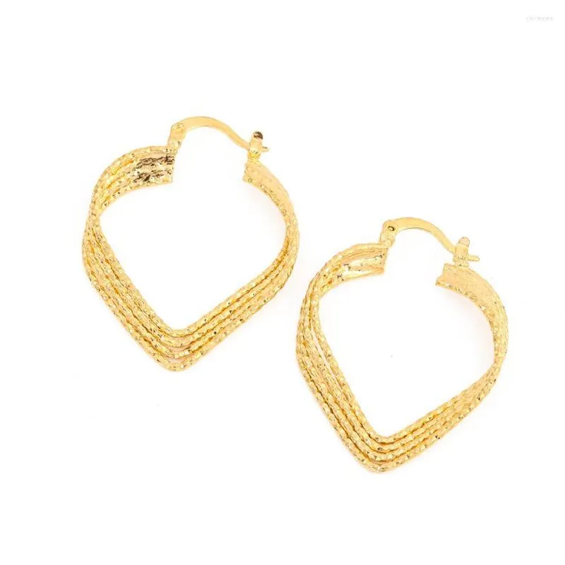 Pendientes de aro Mujeres Mujeres Elegantes Ear 24k Color de oro Color Corazón Joyería de moda