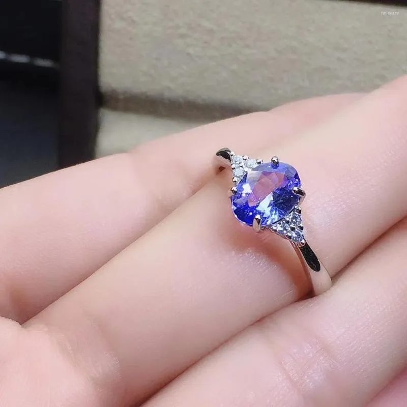 Cluster gaat het cadeau voor je geliefde vrouw Tanzanite luxe ring edelsteen 925 sterling zilveren fijne sieraden