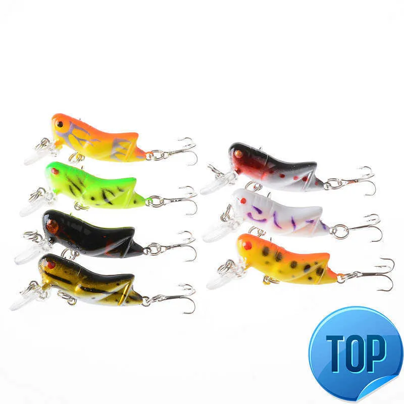 1pcs Insect Bionic Fishing Lure 45mm4.1g Grasshopper Minnow Hard Baits Squid Artificial Swim Baits Bass Carp Pike Fishing Tackle