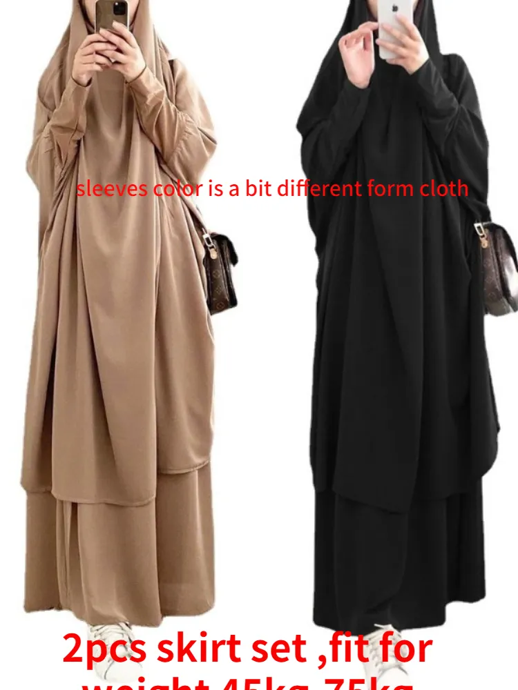 Ethnic Clothing Hooded Muslim Women Hijab Dress Prayer Garment Jilbab Abaya Long Khimar Ramadan Gown Abayas Skirt Sets Islamic Clothes 230322
