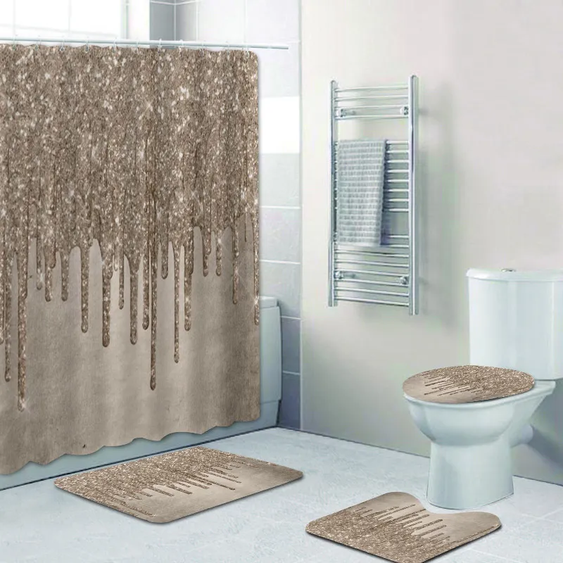 Snowflake Shower Curtains Trendy Grey Silver Faux Metallic Ice