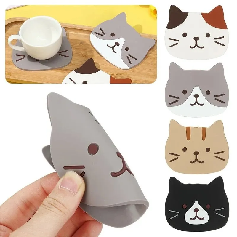 Pad para bebida que não desliza para bebida quente novo cartoon gato em forma de gato de chá de tapete de tapete de tapete de capa de café Acessórios de cozinha acessórios de cozinha