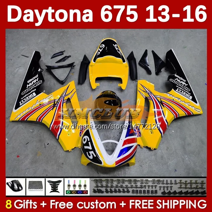 Zestaw owiewki motocyklowej dla Daytona 675 675R 2013 2014 2015 2016 Bodywork 166NO.108 Daytona675 Body Daytona 675 R 13 14 15 16 2013-2016 OEM Moto Fairings Yellow Stock Stock