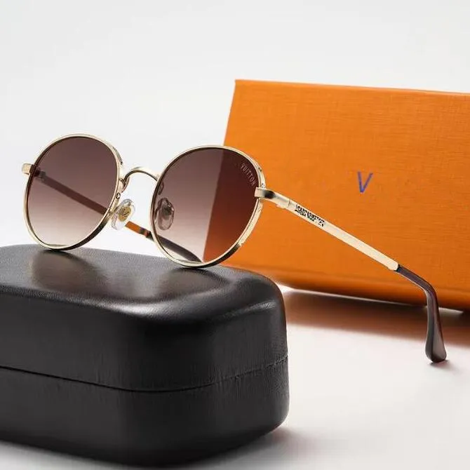 Sonnenbrille, ovale Sonnenbrille aus Metall für Damen und Herren – stilvolle tragbare Brille mit Box für Outdoor-Aktivitäten, Autofahren, Geschäftsreisen.