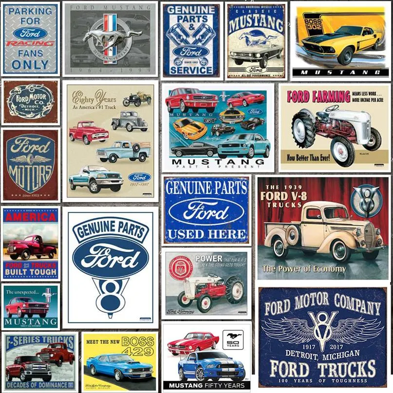Metal Signs Modern Car Plaque Classic Ford Mustang Tin Sign Metal Iron