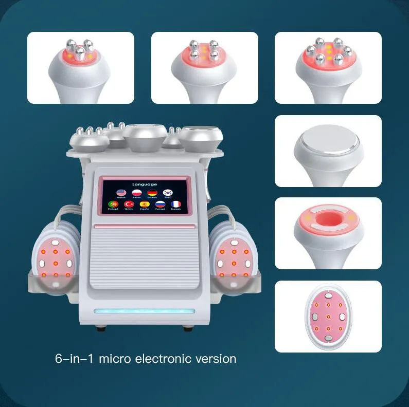 オリジナル6 IN1 80Kスリミング超音波ボディシェーピングマシン脂肪キャビテーションレーザー真空RFしわ除去スキン締め付けビューティーマシン