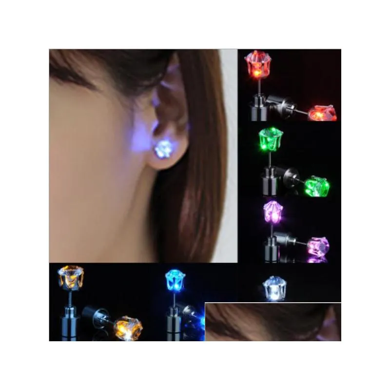 Led Gadget Boucles D'oreilles Femmes Hommes Bijoux De Mode Light Up Crown Crystal Drops Drop Delivery Gadgets Électroniques Dhc79