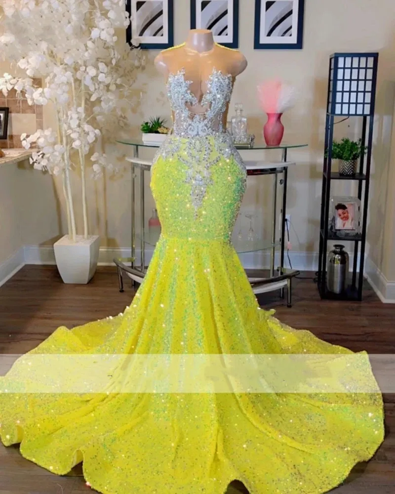 Mermaid Long Formal Evening Dress For Women | Prom dresses yellow, Yellow  mermaid prom dresses, Yellow evening dresses