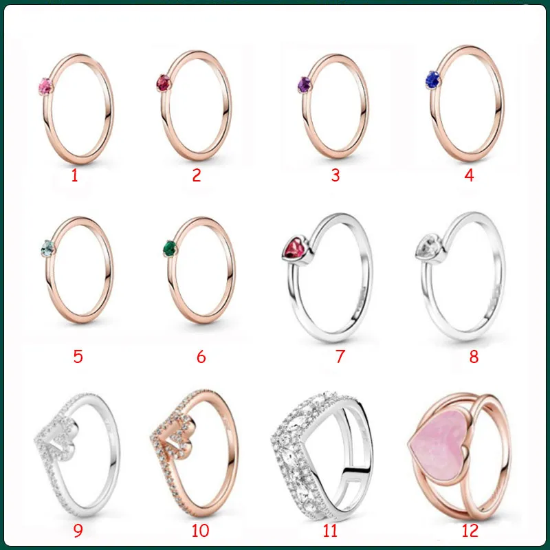 2023 Ny populär 925 Sterling Silver Sterling Silver Pandora Double Fork Single Stone Ring Rings Women's Gift Fashion Jewelry Accessories