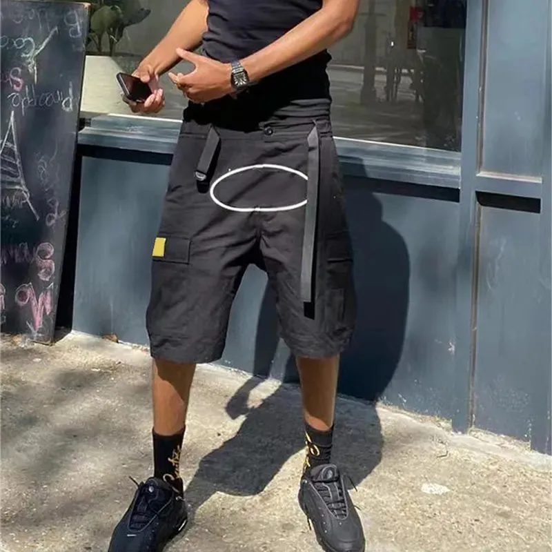 Shorts Mens Cargo Summer Croped Pants Streetwears kläder Snabbtorkning Multi Pocket Skateboarding Demon Tryckt Sweatpants 565