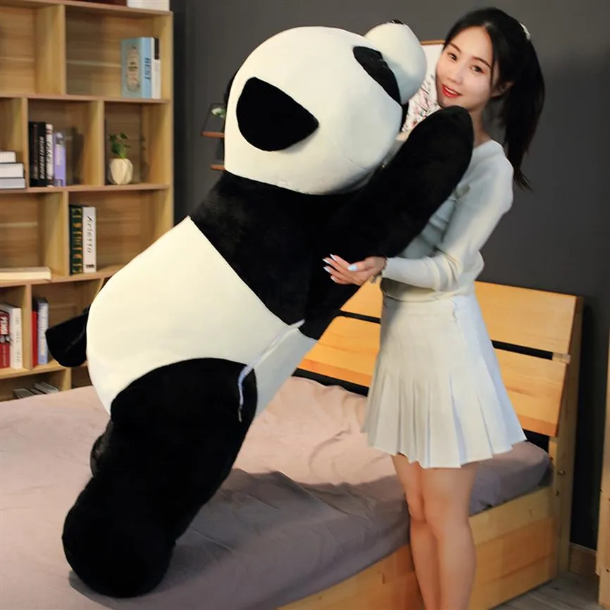 New Jumbo 200cm Panda Plush Toy Giant Soft Cute Lying Bear Sleeping Pillow Doll for Children Girl Gift Home Decoration DY50940306d