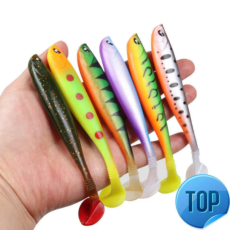 1 Pcs Soft Lures 10g 12.5cm Fishing Lure Wobblers Double Color Aritificial T Tail Silicone Bait SwimFish Bait Bass Pike Tackle