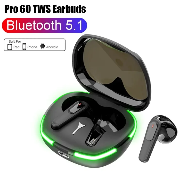 Mini TWS Pro 60 Fone Bluetooth 5.0 Écouteurs sans fil HiFi Stéréo Casque Réduction du bruit Écouteurs de sport avec boîtier de chargement micro