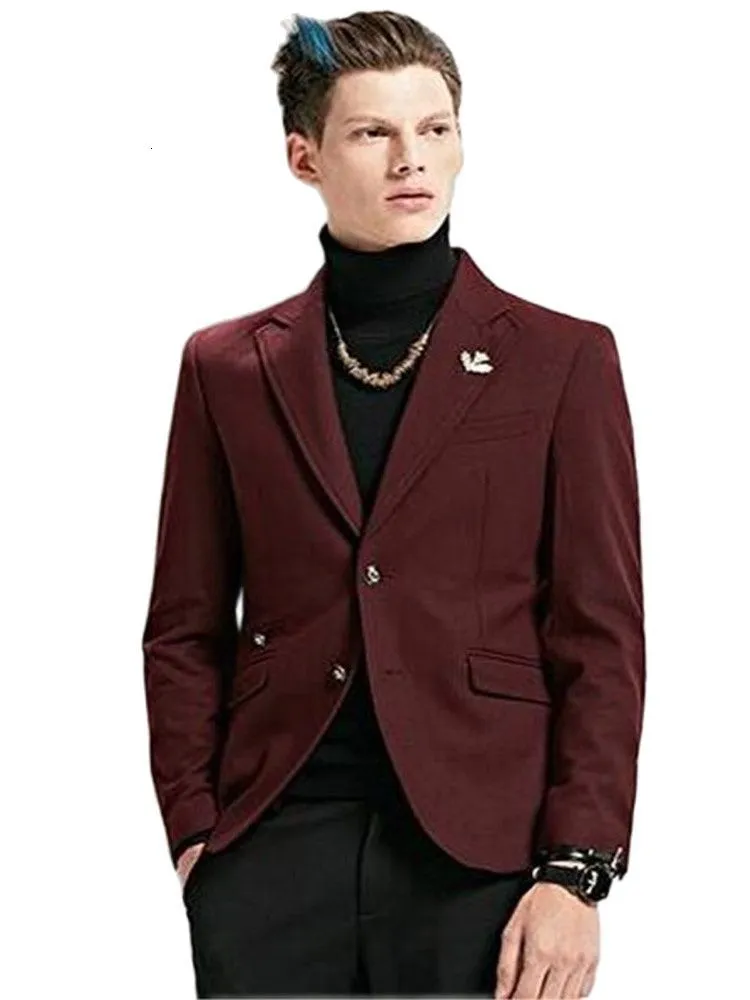 Costumes pour hommes Blazers Costumes pour hommes JacketPants vin rouge costume d'affaires intelligent décontracté pour spectacle de scène blazers hommes personnalisés costume slim fit 230322