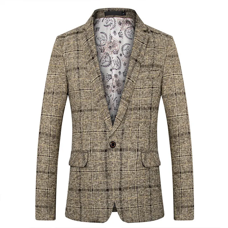 Abiti da uomo Blazer Blazer da uomo Fashion Casual Boutique Giacca da abito di lana / Plaid da uomo d'affari Slim Fit Abito da festa Blazer Coat Abbigliamento uomo 230322