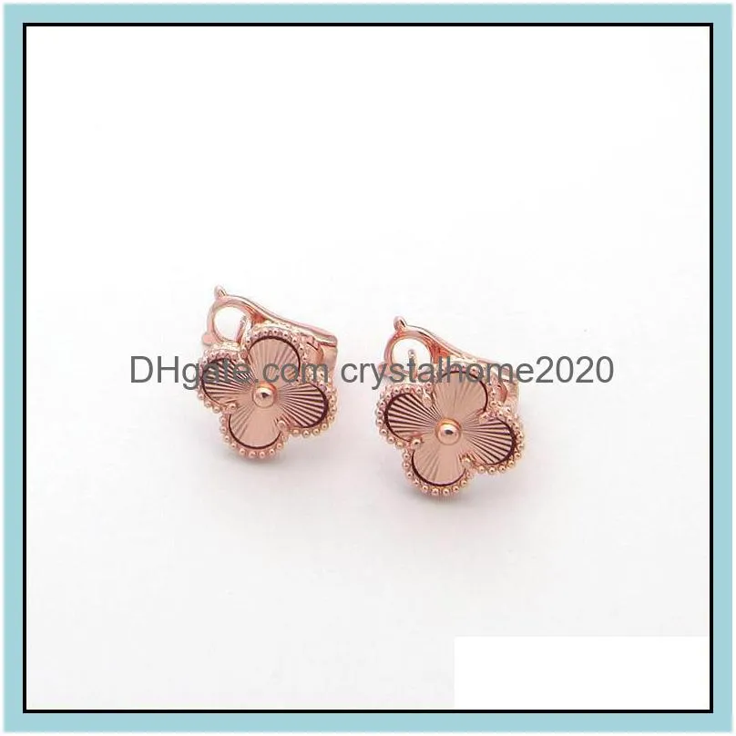 luxury designer earrings screw back fourleaf clover cleef earrings womens fashion 18k gold earring jewelry