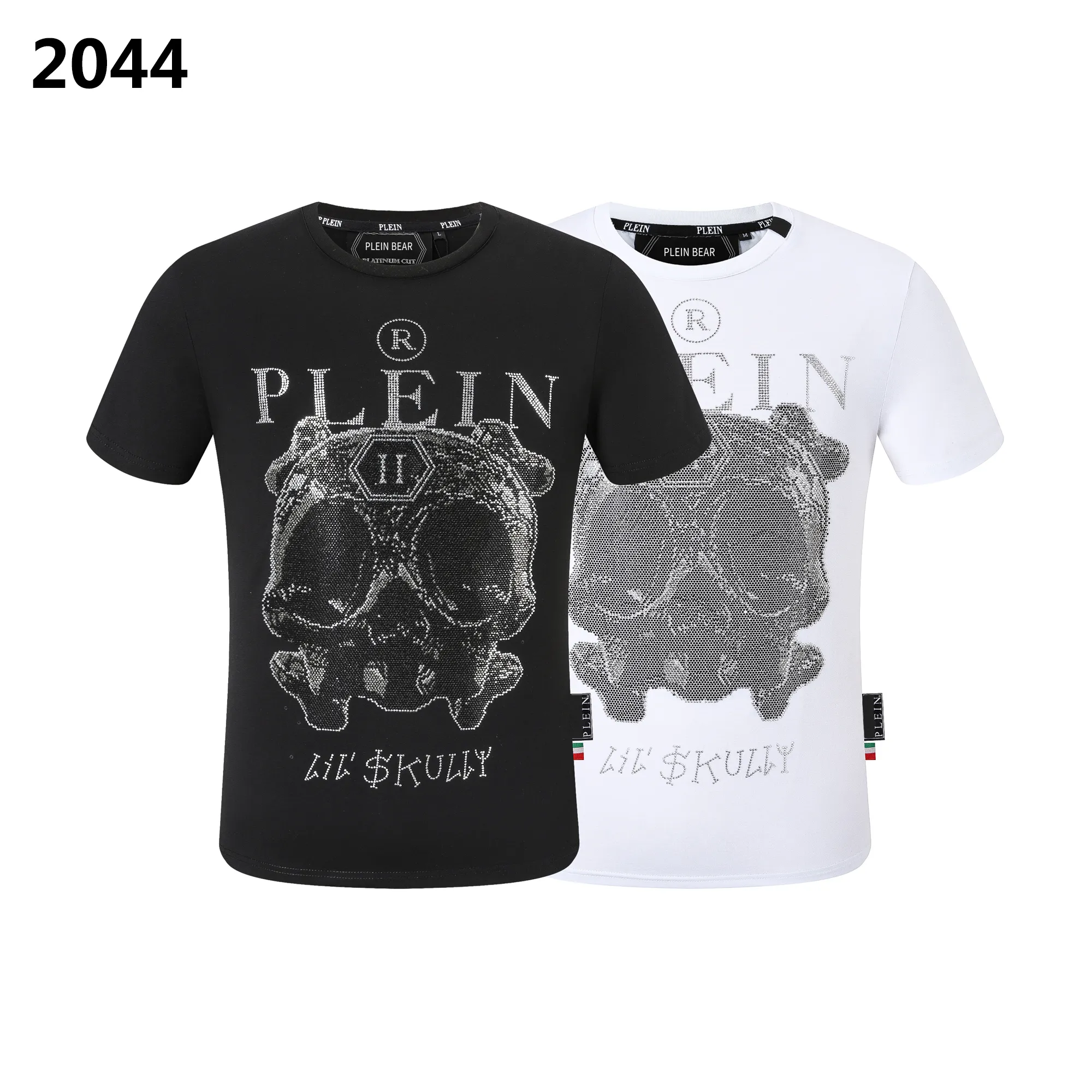 Plein Bear T Shirt مصمم Mens Tshirts ملابس العلامة التجارية Rhinestone PP Skull Men T-Shirt Round Dound Ss Monsters Plein مع بلورات Hip Hop Tshirt Top Tees 161727
