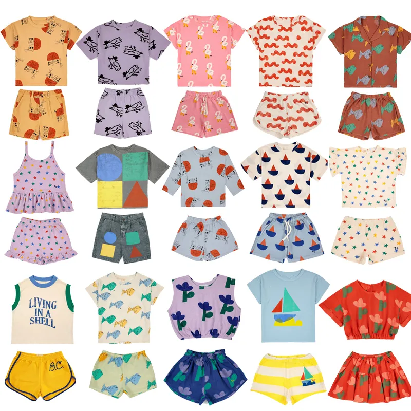 Clothing Sets Summer BC Boys Girls Short Sleeve Cute Print T Shirts and Shorts Kids Baby Child Cottton Tees Tops 230322