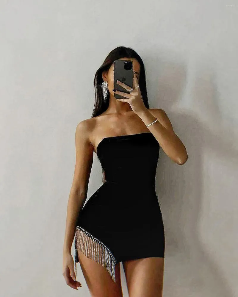 Sukienki swobodne Summer Black Rayon Bandage Fashion Woman Off the ramię seksowna mini sukienka Bodycon Celebrate Evening Party Strój