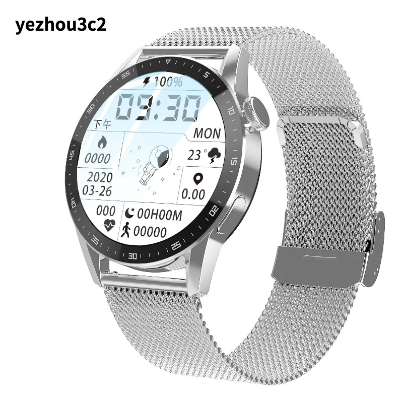 Yezhou2 T3Pro حجم كبير الحجم شاشة شاشة الاتصال screen أنيقة watch ذكية مع Bluetooth استدعاء معدل ضربات القلب الرياضة في وضع عدم الاتصال بالإنترنت الفرقة NFC الدم السكر