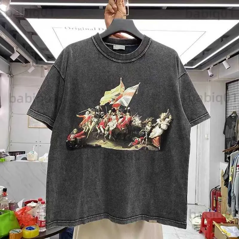 T-shirts homme Hip-hop vintage floral col rond t-shirt à manches courtes mec T230321