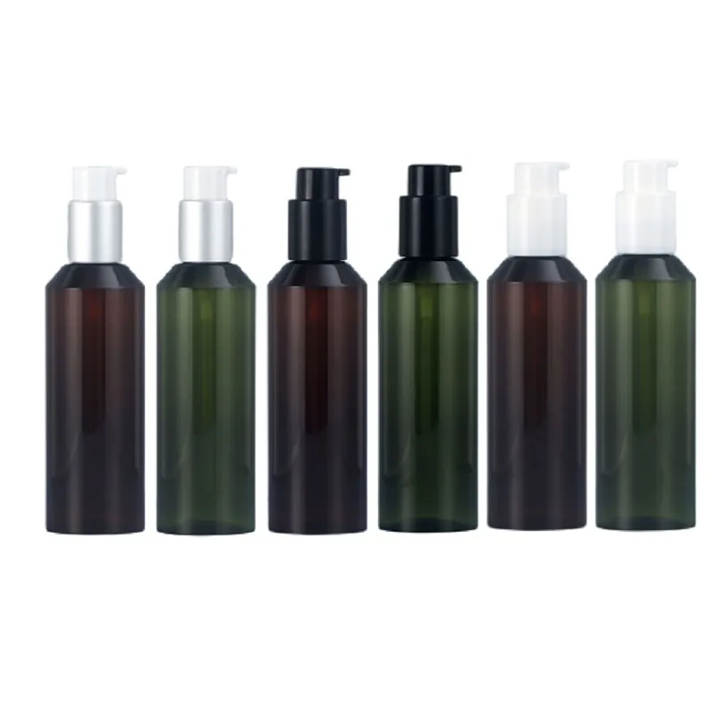 Navulbare plastic verpakkingsfles 100 ml 150 ml 200 ml WAAROM WAARDE WOUDER PET LOTION POMP MATTE ZILVEREN ZWART ZWARTE WITKE KRAAP PRAKKELIJKE VERPAKKINGSCONTRAVING