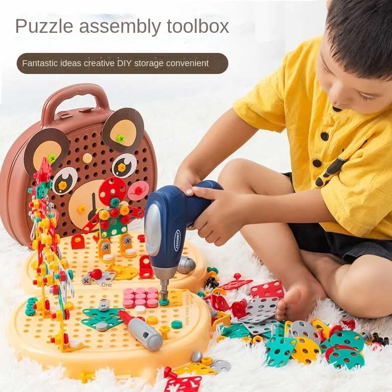 Tools Workshop Montessori Driller oyuncakları Bebek Erkek Çocuklar için 4 ila 6 Yaşındaki Araç Kutusu Çocuklar Eğitim Çocuk Oyunları Oyun 230322