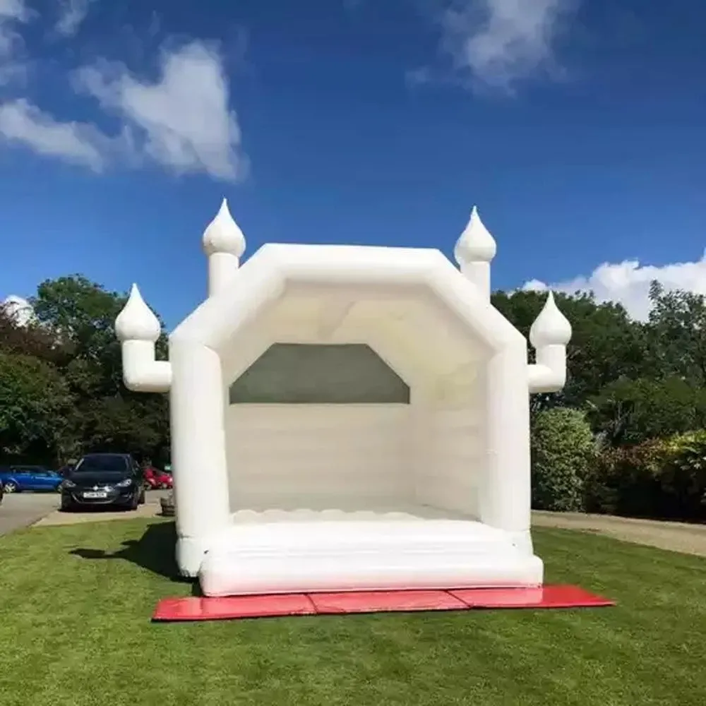 White Wedding Fealatable Castle Full PVC Pounce House Jumper New 4M 5M Inflatables Jumping Castles Bouncer for Weddin303K