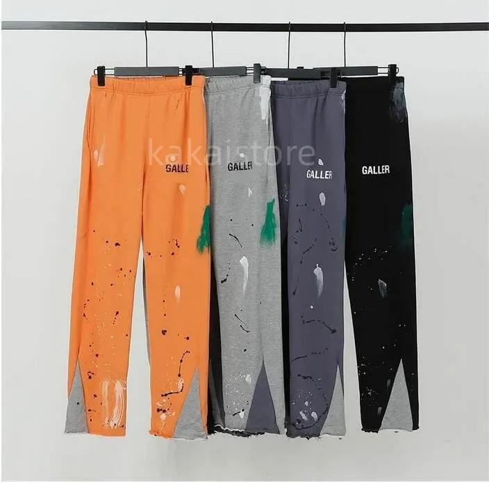 Calças Masculinas Galerias Moletom Dept Manchado Letra Estampado Casal Feminino Solto Versátil Calça Casual Reta