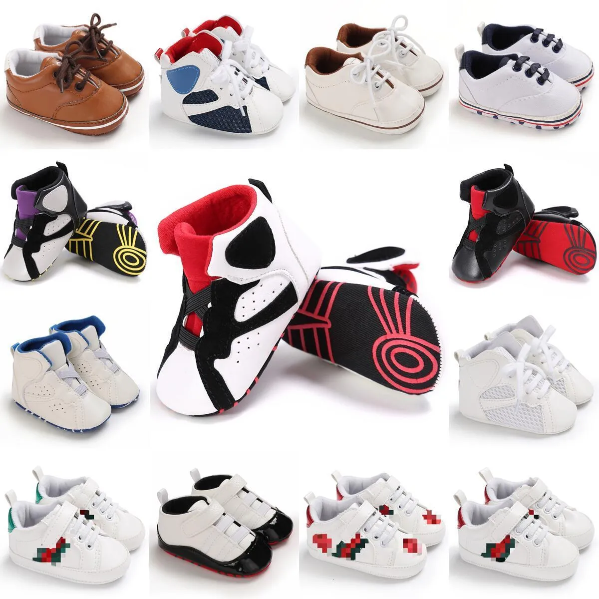Eerste wandelaars geboren babyschoenen voor jongens en meisjes klassieke veelkleurige zachte zool pu lederen sneakers wieg mocassins casual wandelschoen 230322