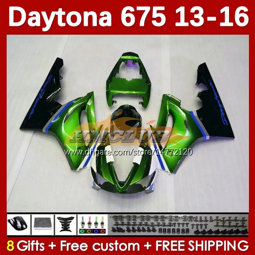 Motorcykelmässa för Daytona 675 675R 2013 2014 2015 2016 Bodywork 166no.113 Daytona675 Body Daytona 675 R 13 14 15 16 2013-2016 OEM Moto Fairings Green Stock