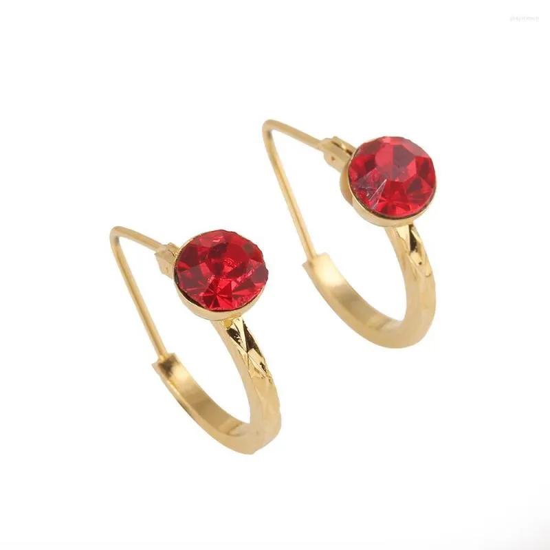 Boucles d'oreilles créoles éthiopiennes petite pierre rouge pour filles arabo-africaines bijoux tendance cadeau