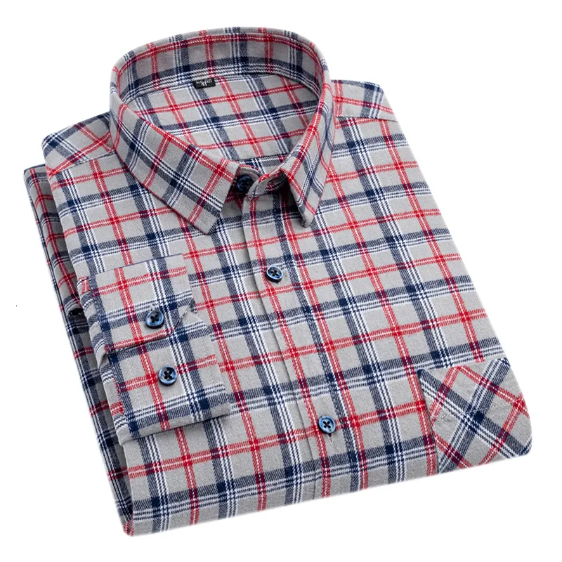 Мужские повседневные рубашки фланелевые клетчатые рубашки для мужчин классический стиль с длинным рукавом выключить воротничку повседневную одежду ежедневное использование мягких рубашек для легкого ухода 230322
