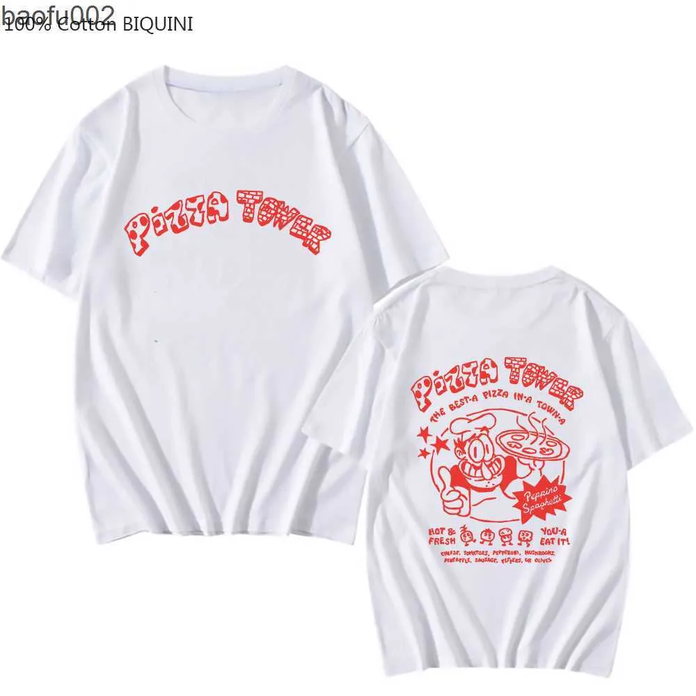 T-shirts pour hommes Pizza Tower Give A Thumbs-up Cool T-shirts Mode HOMMES T-shirts Vintage / rétro 100% coton à manches courtes Four Seasons Tee Shirt Top W0322