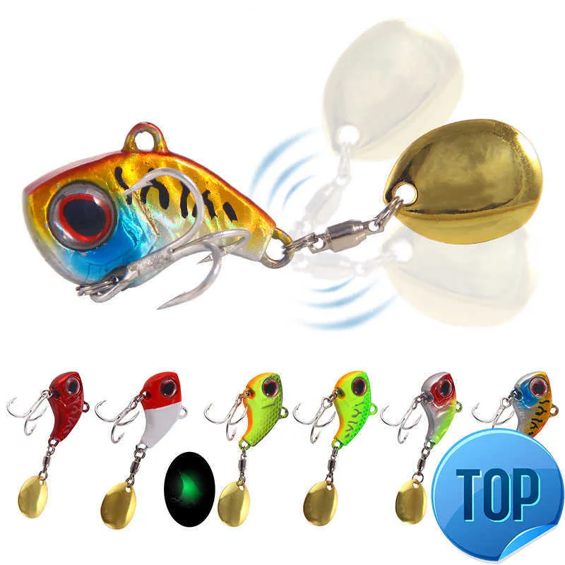 Señuelo de pesca de Metal giratorio VIB, cuchara dura de 9g y 13g, aparejos de pesca en hielo para invierno, cebo giratorio con vibración, 1 Uds.