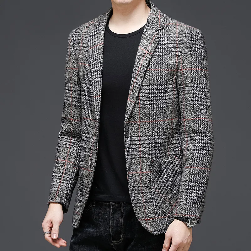 Herrenanzüge Blazer Markenstil Mode Top Klassisch Slim Casual Fit Herrenanzüge Tweedjacke Business Plaid Blazer Mäntel Herrenkleidung 230322