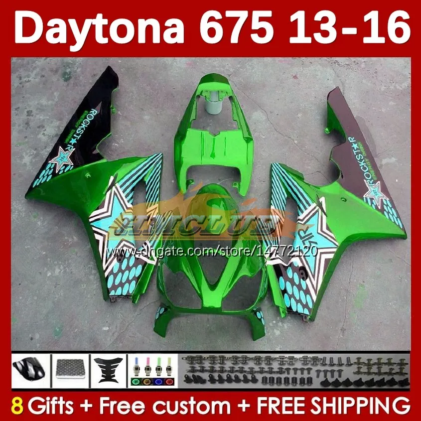 OEM Fairings Zestaw dla Daytona 675 675R 13 14 15 16 2013 2014 2015 2016 2016 Moto Bodyworks 166NO.96 Daytona675 Body Daytona 675 R 2013-2016 Motocykl Fairing Metal Green Green