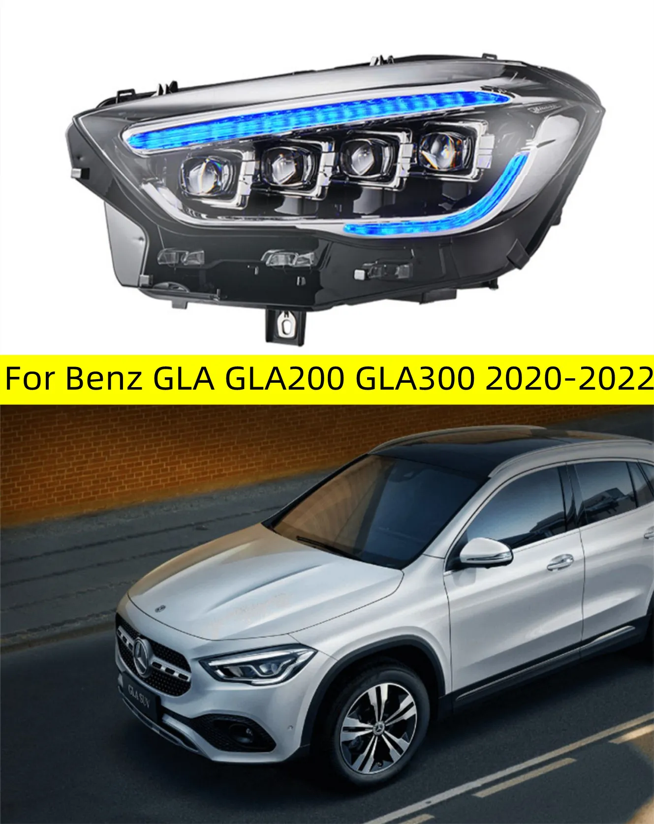 Faróis completos de led para benz gla 20 20-2022 gla200 gla30, lente de feixe alto, luzes diurnas