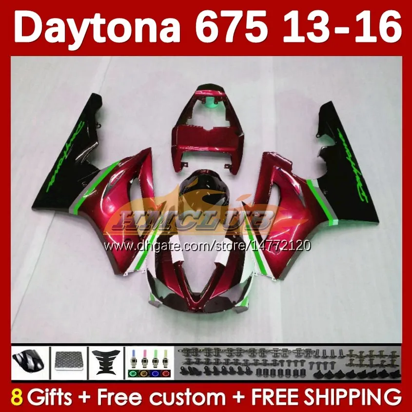 Metallic Red Motorcycle Fairing Kit för Daytona 675 675R 2013 2014 2015 2016 Bodywork 166no.117 Daytona675 Body Daytona 675 R 13 14 15 16 2013-2016 OEM Moto Fairings